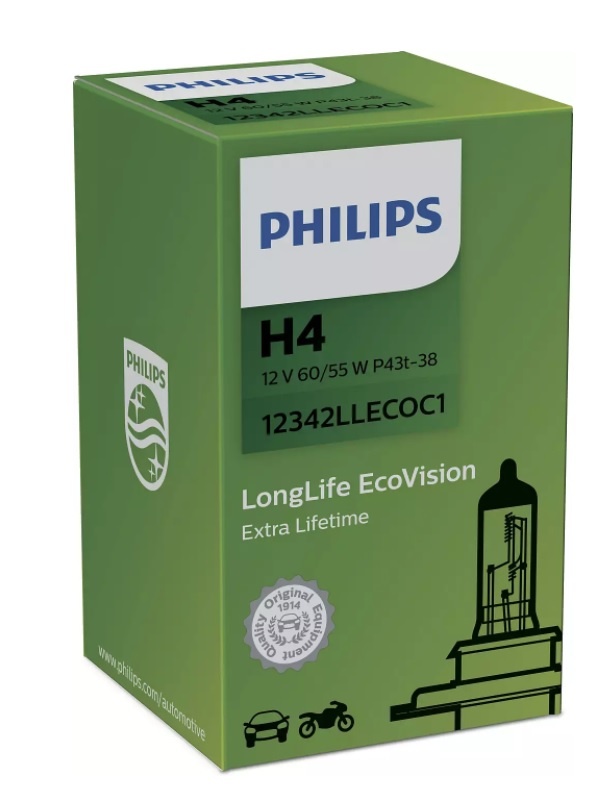 Żarówka PHILIPS LONGLIFE ECOVISION H4 12V 60/55W (1 szt.) - Pojedyncze .